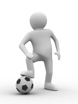 soccer player with ball on white background. Isolated 3D image