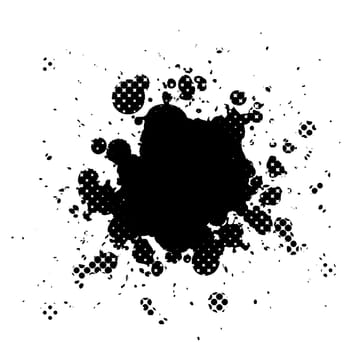 black and white pixalated ink splat artwork with copy space