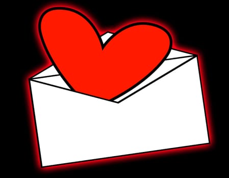  A love heart that has been delivered in the mail.