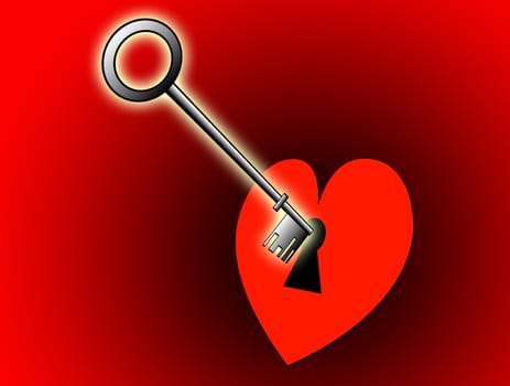 A conceptual image of a key unlocking a heart.