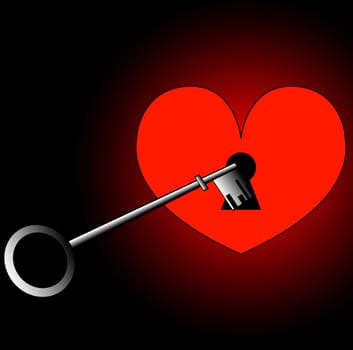 A conceptual image of a key unlocking a heart.