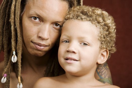 Portrait of African American mother and biracial son