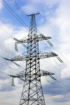 high-voltage lines, cloudy sky, the delivery of electricity, power transmission, power line, overhead power line