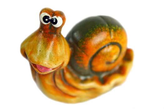 view of a snail, a beautiful snail, snail, clay, decoration, orange snail, snail smile, good mood