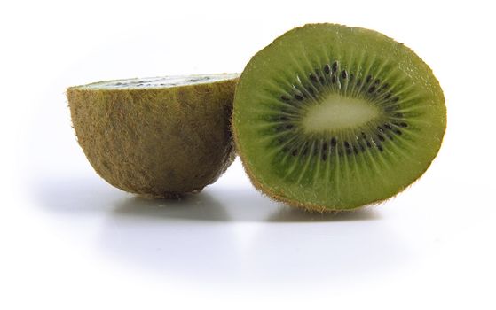 half cutted kiwi isolated on white background