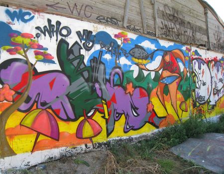 Graffiti covered wall