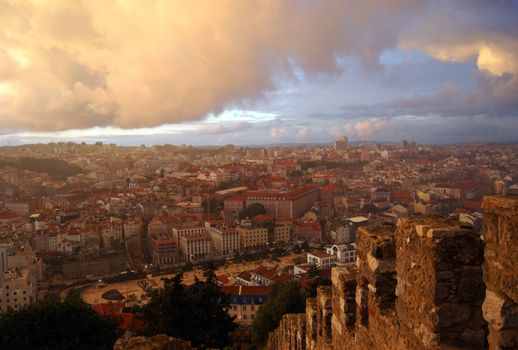 view over Lisbon on a cloudy day