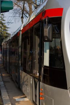 Modern tram in the streets of Florence, italy 