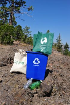 Differnt way to help the environment. Recycle and use re-usable shopping bags made from recycled materials.