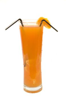 orange and mandarin cocktail, isolated on white