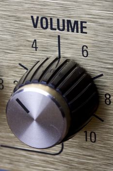 detail of an golden electric guitar amplifier