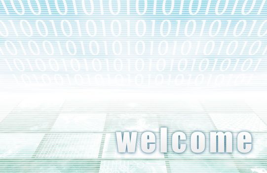 Welcome on a Clear Blue Tech Background