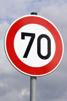 german traffic sign on a cloudy day