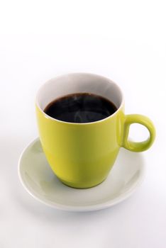 Apple green full coffee mug on white background.