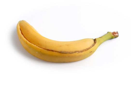 Empty banana peel isolated on white background