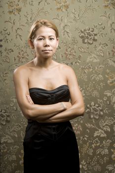 Pretty Ethnic Woman in front of a Flowered background