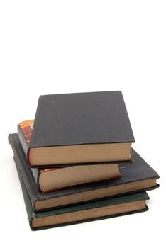 Stack of books with hardcover on white background