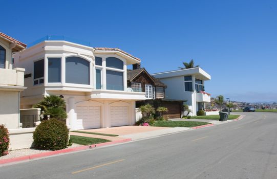 Little houses in typical american style near ocean