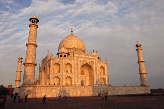 View on the Taj Mahal from the Western side at sunset
