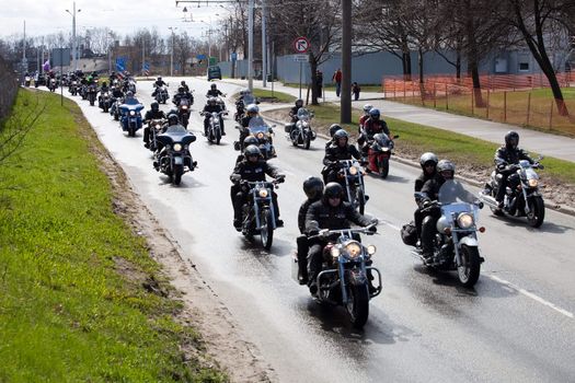 RIGA - April 24: Motorcycle Season opening parade with thousands of participants. April 24, 2010, Riga, Latvia.