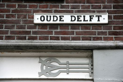 Street in Delft, Zuid Holland, Netherlands. Architecture detail.