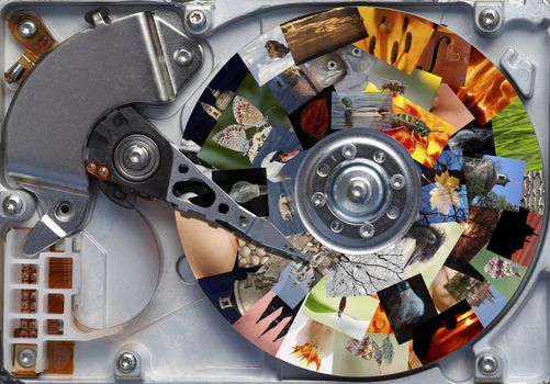 Detail of the hard disc - storage