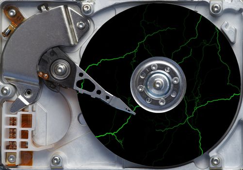 Storm on the hard disc - detail of the hard disc