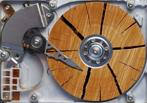 Detail of the hard disc - humor