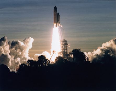 A golden new era in space cooperation begins with a flawless countdown and the ontime liftoff of the Space Shuttle Discovery on Mission STS-60. Liftoff from Launch Pad 39A occurred at 7:10:01 a.m., EST. The first Shuttle mission of 1994 carries the first Russian cosmonaut, Sergei K. Krikalev, to fly on the Space Shuttle. The veteran space traveler joins astronauts N. Jan Davis and Ronald M. Sega, mission specialists; Franklin R. Chang-Diaz, payload commander: Kenneth S. Reightler, pilot; and Charles F. Bolden Jr., mission commander, on an eight day journey. Primary payloads of the 60th Space Shuttle flight are the SPACEHAB-2 laboratory and the Wake Shield Facility. Photo taken: 2/3/1994. ** Credit: NASA / yaymicro.com **