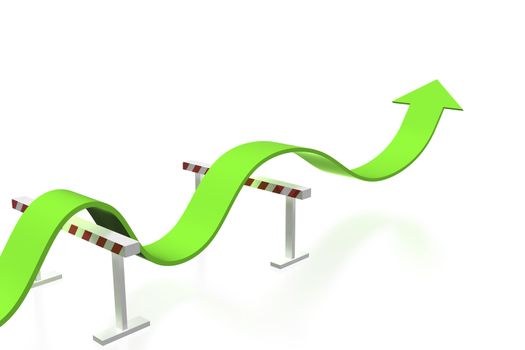 Success in business with legal movement - conceptual 3d image with arrow and obstacles