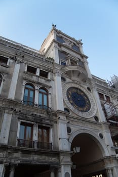 An old clock tower in Venice, Italy