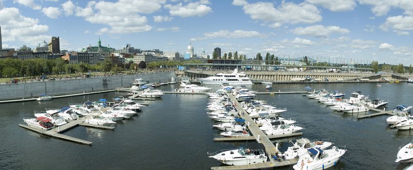 panoramic view of the Old Port of Montreal in Quebec Canada