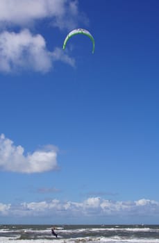 single kite surfer on the north sea