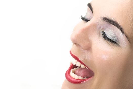 Beautiful woman portrait with shallow depth of field with focus on the eye