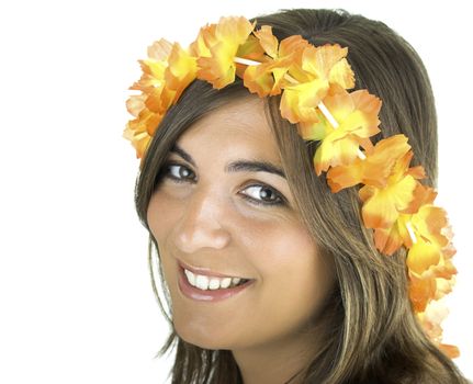 Beautiful girl with a flowers necklaces