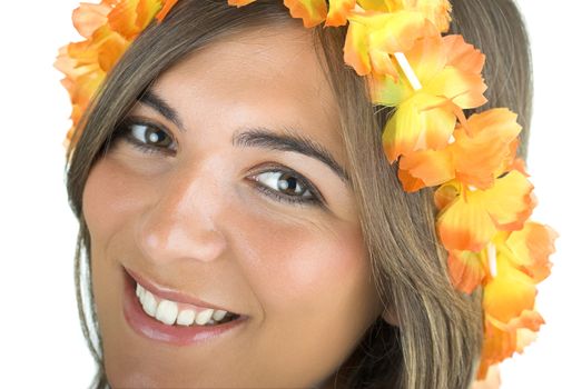 Beautiful girl with a flowers necklaces