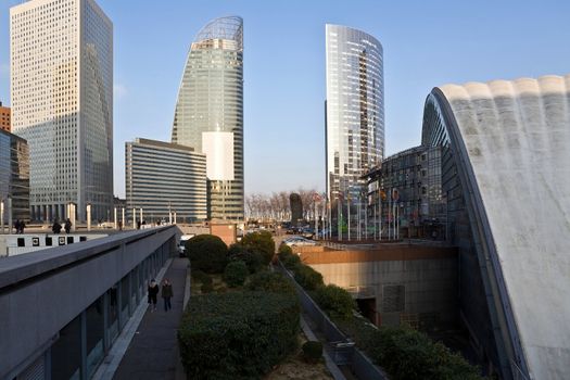 Business area of city of Paris.La Defense