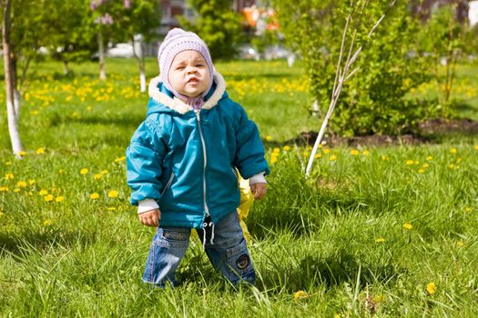 Walking in target in park we collect dandelions.