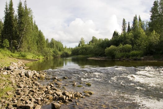 Great open spaces and the rivers of Northern Urals Mountains