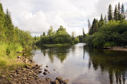 Great open spaces and the rivers of Northern Urals Mountains;