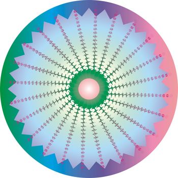 Illustration of esoteric mandala blue and pink