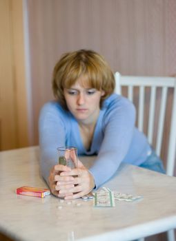 the Image of the girl which the head and tablets is ill