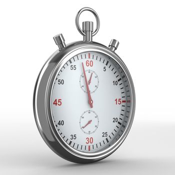 Stopwatch on white background. Isolated 3D image