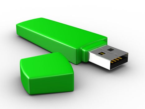 usb flash on white background. Isolated 3D image