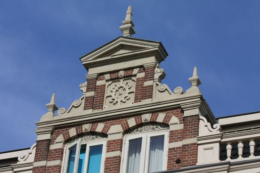 A historic facade in the city of Haarlem