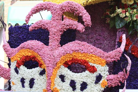 A flower parade composition made off hyacints and tulips