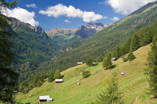 summer view of Pejo valley in Trentino, Italy