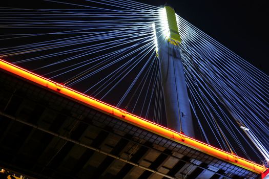 bridges in Hong Kong at night, Ting Kau Bridge