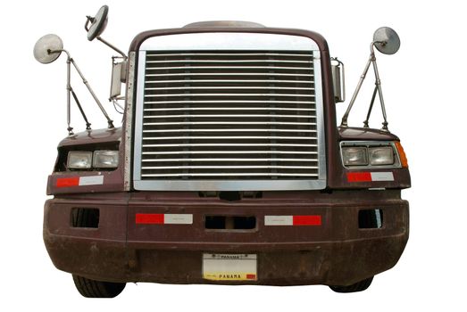 Heavy truck front view isolated on white background