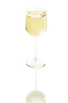 Glass of white wine - isolated on white background